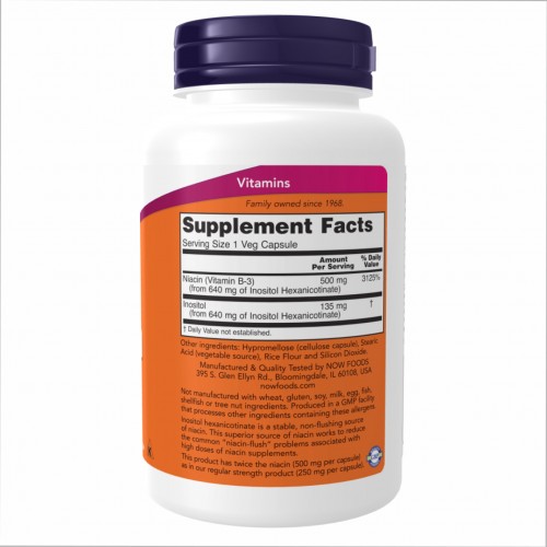 Flush Free Niacin 500mg - 90 vcaps 2022-10-0666 Now Foods Flush Free Niacin 500mg - 90 vcaps 2022-10-0666 Now Foods