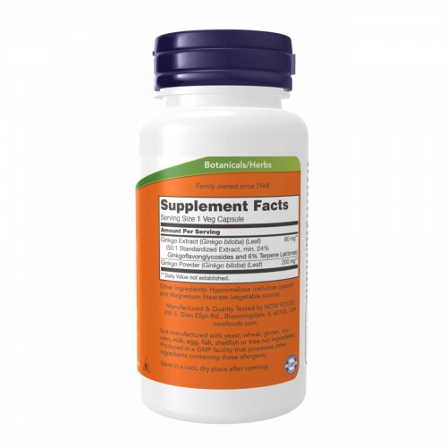 Ginkgo Biloba 60 mg - 120 vcaps 2022-10-2320 Now Foods Ginkgo Biloba 60 mg - 120 vcaps 2022-10-2320 Now Foods