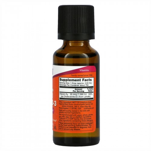 VIT D-3 Liquid - 30ml (1fl oz) 2022-10-0660 Now Foods VIT D-3 Liquid - 30ml (1fl oz) 2022-10-0660 Now Foods