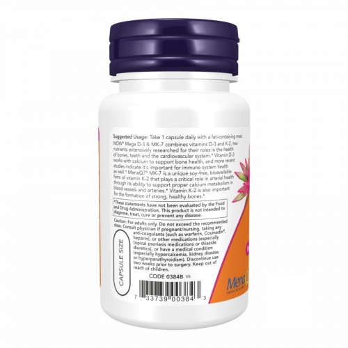 MEGA D-3 & MK-7 - 60 vcaps 2022-09-1193 Now Foods MEGA D-3 & MK-7 - 60 vcaps 2022-09-1193 Now Foods