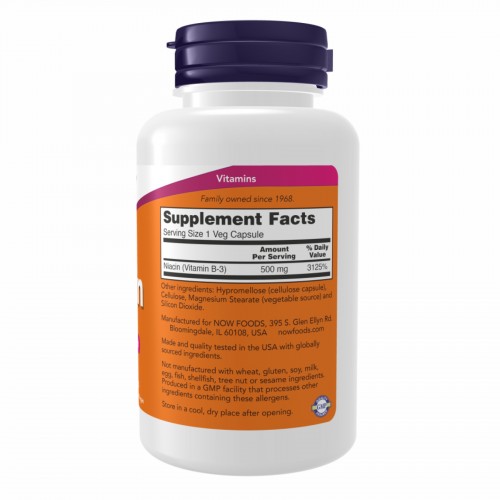 Niacin 500mg - 100 vcaps 2022-10-0974 Now Foods Niacin 500mg - 100 vcaps 2022-10-0974 Now Foods