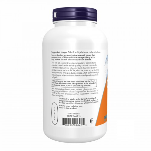 Omega-3 FO 1000mg 180/120 Fish Gelatin - 200 sgels 2022-10-0051 Now Foods Omega-3 FO 1000mg 180/120 Fish Gelatin - 200 sgels 2022-10-0051 Now Foods