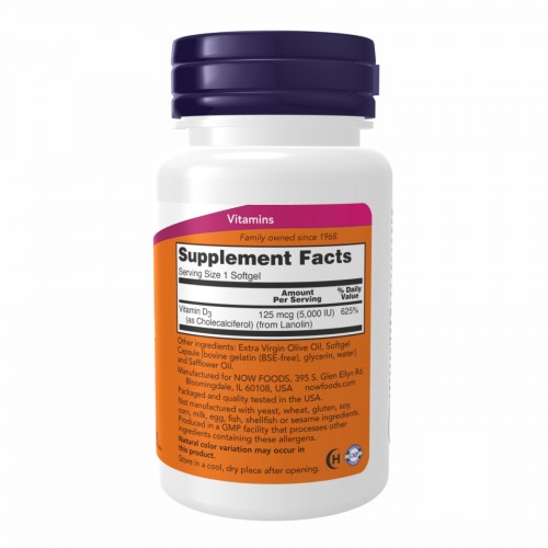 VIT D-3 5000 IU - 120 sgels 2022-09-1189 Now Foods VIT D-3 5000 IU - 120 sgels 2022-09-1189 Now Foods