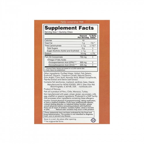 Now Foods Omega-3 Fish Oil - 36 Gummy Chews 2023-10-6507 Now Foods Omega-3 Fish Oil - 36 Gummy Chews 2023-10-6507