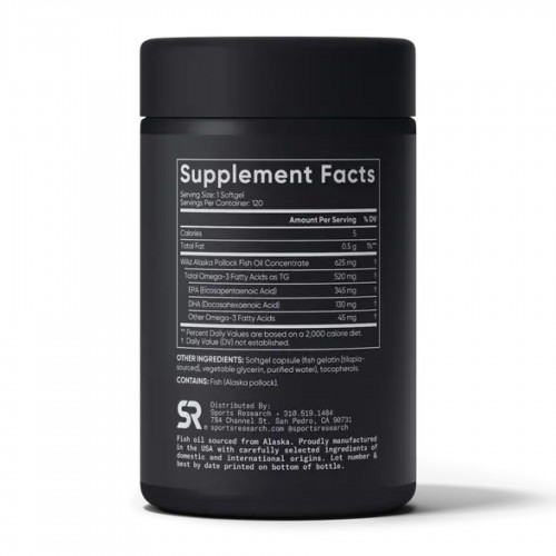 Omega-3 Fish Oil Alaska 625mg - 120 mini softgels 2023-10-4009 Sport Research Omega-3 Fish Oil Alaska 625mg - 120 mini softgels 2023-10-4009 Sport Research