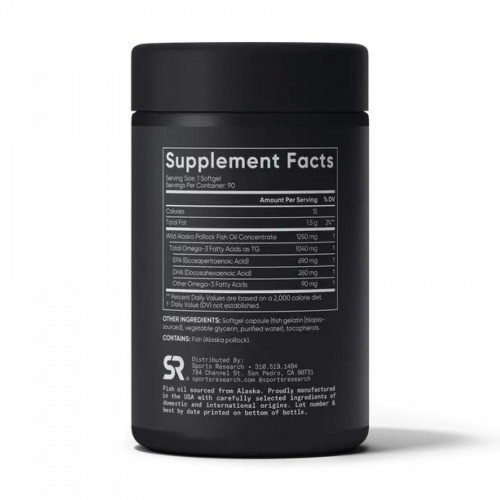 Omega-3 Fish Oil Alaska Pollock 1250mg - 90 softgels 2023-10-3444 Sport Research Omega-3 Fish Oil Alaska Pollock 1250mg - 90 softgels 2023-10-3444 Sport Research