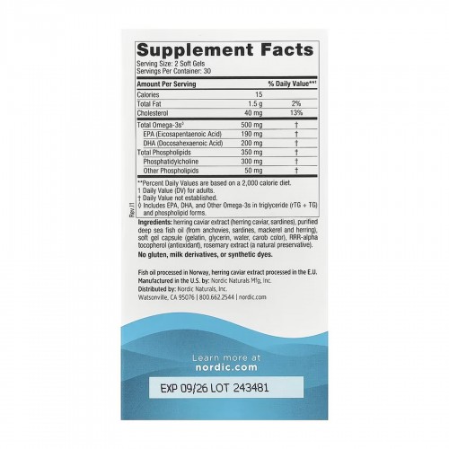 Omega-3 Phospholipids - 60 softgels 2023-10-7942 Nordic Naturals Omega-3 Phospholipids - 60 softgels 2023-10-7942 Nordic Naturals