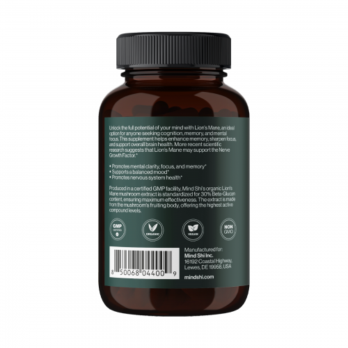 Lion's Mane Mushroom 1000 mg - 60 vegcaps 2023-10-3326 Mind Shi Lion's Mane Mushroom 1000 mg - 60 vegcaps 2023-10-3326 Mind Shi