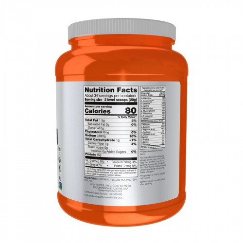 Organic Pea Protein - 680g 2023-10-5231 Now Foods Organic Pea Protein - 680g 2023-10-5231 Now Foods