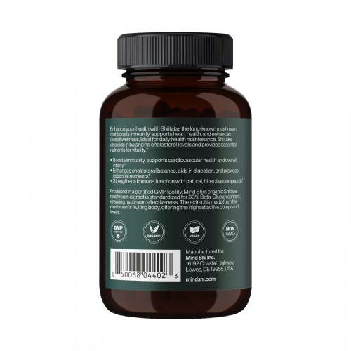 Shiitake Mushroom 1000 mg - 60 vegcaps 2023-10-3328 Mind Shi Shiitake Mushroom 1000 mg - 60 vegcaps 2023-10-3328 Mind Shi