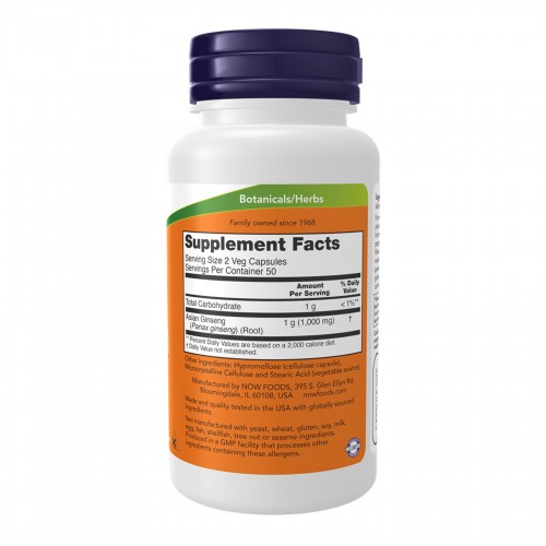 Panax Ginseng 500mg - 100 vcaps 2022-10-1711 Now Foods Panax Ginseng 500mg - 100 vcaps 2022-10-1711 Now Foods