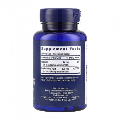 Pantothenic Acid 500 mg - 100 vcaps 2023-10-5133 Life Extension Pantothenic Acid 500 mg - 100 vcaps 2023-10-5133 Life Extension