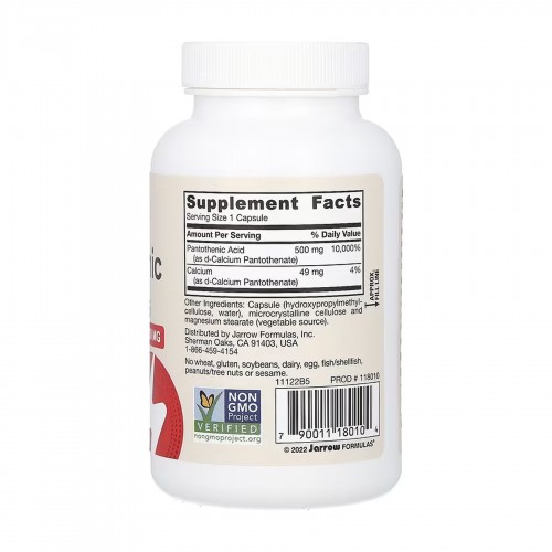 Pantothenic Acid 500mg - 100 vcaps 2023-10-5581 Jarrow Formulas Pantothenic Acid 500mg - 100 vcaps 2023-10-5581 Jarrow Formulas