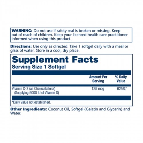 Super Bio Vit D-3 in Coconut 125mcg - 120 softgels 2023-10-3025 Solaray Super Bio Vit D-3 in Coconut 125mcg - 120 softgels 2023-10-3025 Solaray