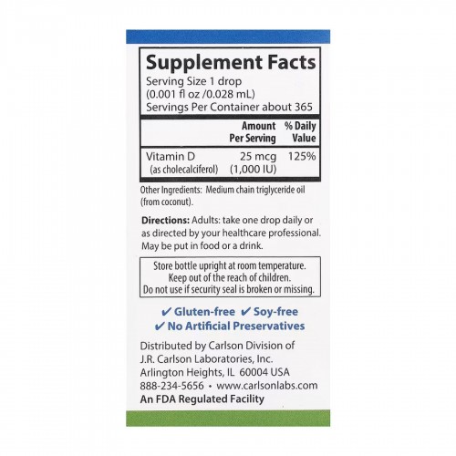 Super Daily D3 1000IU - 10.3 mL 2023-10-5151 Carlson Laboratories Super Daily D3 1000IU - 10.3 mL 2023-10-5151 Carlson Laboratories