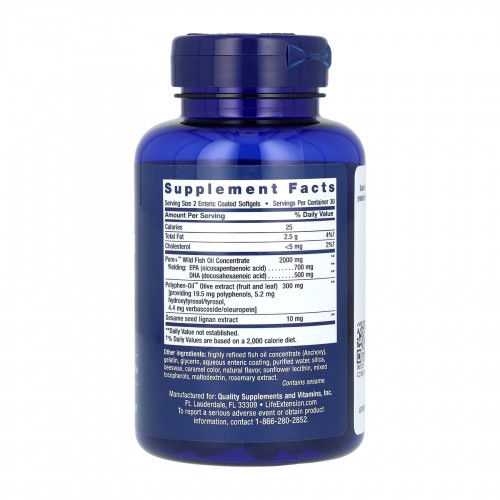 Super Omega-3 EPA/DHA Fish Oil Sesame Lignans & Olive Extract Enteric Coated - 60 softgels 2022-10-1941 Life Extension Super Omega-3 EPA/DHA Fish Oil Sesame Lignans & Olive Extract Enteric Coated - 60 softgels 2022-10-1941 Life Extension