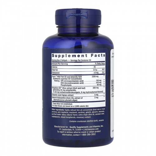 Super Omega-3 Plus EPA/DHA Fish Oil, Sesame Lignans, Olive Extract, Krill & Astaxanthin - 120 softgels 2023-10-2658 Life Extension Super Omega-3 Plus EPA/DHA Fish Oil, Sesame Lignans, Olive Extract, Krill & Astaxanthin - 120 softgels 2023-10-2658 Life Extension
