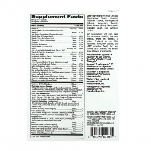 Ultamins Wooman Multivitamin - 60 vcaps 2023-10-2752 California Gold Nutrition Ultamins Wooman Multivitamin - 60 vcaps 2023-10-2752 California Gold Nutrition