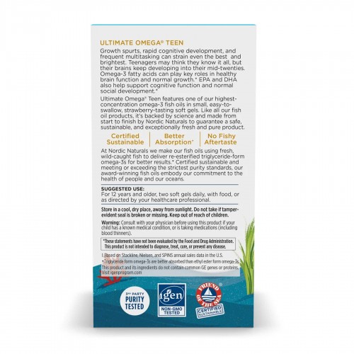 Ultimate Omega 2X Teen - 60 mini softgels 2023-10-5963 Nordic Naturals Ultimate Omega 2X Teen - 60 mini softgels 2023-10-5963 Nordic Naturals