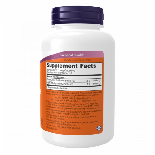 Veg Glucosamin & MSM 500/500 - 240 vcaps 2022-10-1355 Now Foods Veg Glucosamin & MSM 500/500 - 240 vcaps 2022-10-1355 Now Foods