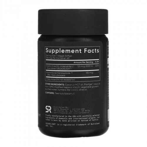 Vegan D3 5000iu + Vitamin K2 100mcg - 60 softgels 2023-10-4010 Sport Research Vegan D3 5000iu + Vitamin K2 100mcg - 60 softgels 2023-10-4010 Sport Research
