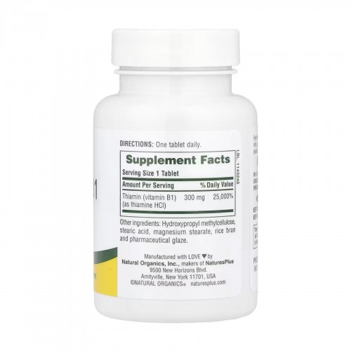 Vitamin B-1 300mg - 90 tabs 2023-10-5218 Nature's Plus Vitamin B-1 300mg - 90 tabs 2023-10-5218 Nature's Plus