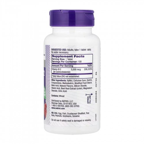 Vitamin B-12 5000mcg - 100 tabs 2023-10-6241 Natrol Vitamin B-12 5000mcg - 100 tabs 2023-10-6241 Natrol