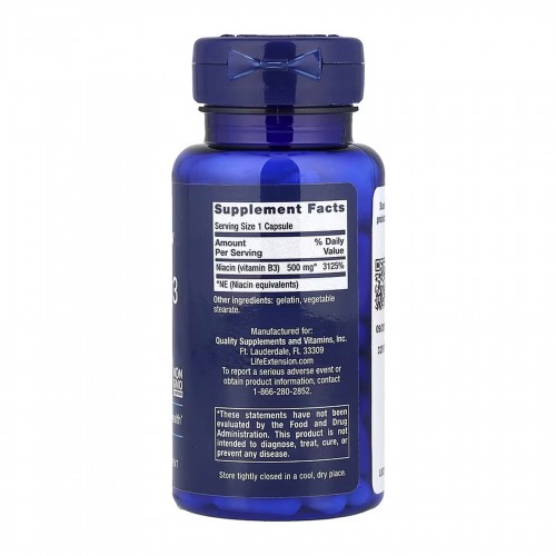 Vitamin B3 Niacin 500 mg - 100 caps 2023-10-6355 Life Extension Vitamin B3 Niacin 500 mg - 100 caps 2023-10-6355 Life Extension