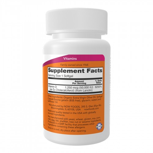VIT D-3 50,000 IU - 12 sgels 2023-10-6709 Now Foods VIT D-3 50,000 IU - 12 sgels 2023-10-6709 Now Foods