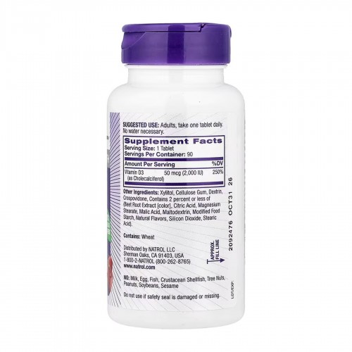 Vitamin D3 2,000 IU Fast Dissolve - 90 tabs 2023-10-6245 Natrol Vitamin D3 2,000 IU Fast Dissolve - 90 tabs 2023-10-6245 Natrol