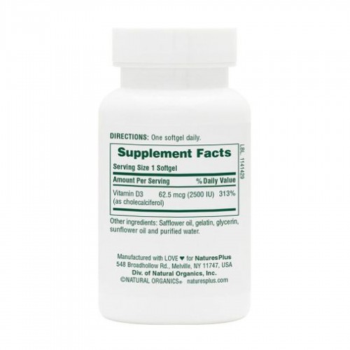 Vitamin D3 2500 IU - 90 softgels 2023-10-3224 Nature's Plus Vitamin D3 2500 IU - 90 softgels 2023-10-3224 Nature's Plus