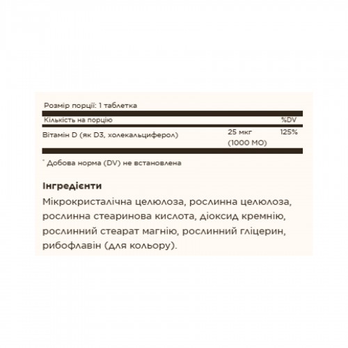 Vitamin D3 (Cholecalciferol) 25 mcg (1000 IU) - 180 tabs 2023-10-4139 Solgar Vitamin D3 (Cholecalciferol) 25 mcg (1000 IU) - 180 tabs 2023-10-4139 Solgar