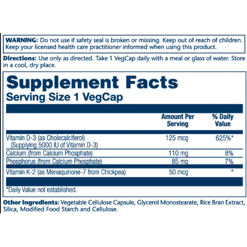 Vitamin D-3 & K-2 - 60 vcaps 2022-10-1035 Solaray Vitamin D-3 & K-2 - 60 vcaps 2022-10-1035 Solaray
