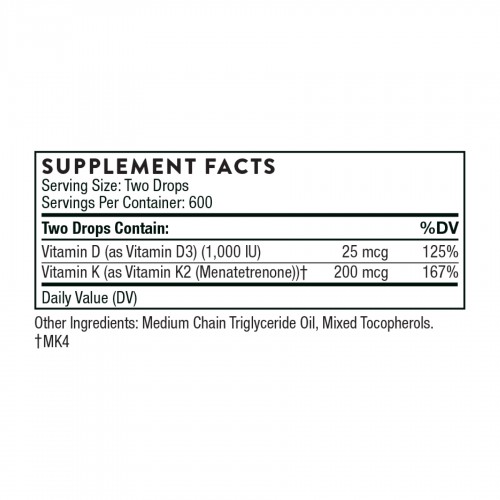 Vitamin D+K2 - 1oz 2023-10-3061 Thorne Vitamin D+K2 - 1oz 2023-10-3061 Thorne