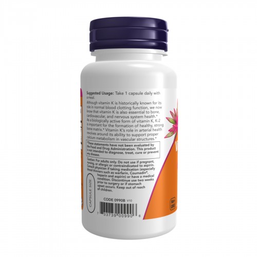 Vitamin K-2 100mcg - 250 vcaps 2023-10-4509 Now Foods Vitamin K-2 100mcg - 250 vcaps 2023-10-4509 Now Foods