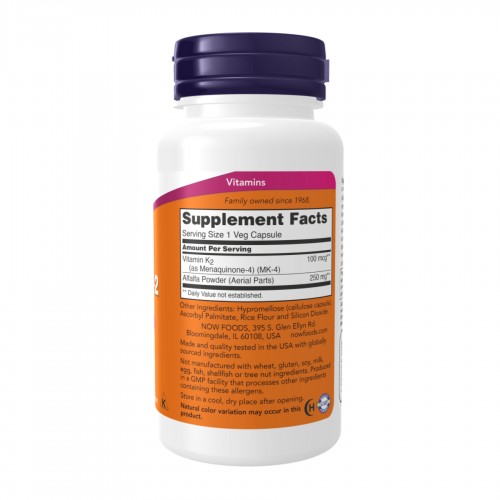 Vitamin K-2 100mcg - 250 vcaps 2023-10-4509 Now Foods Vitamin K-2 100mcg - 250 vcaps 2023-10-4509 Now Foods