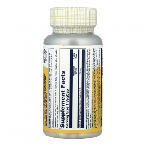 Vitamin K-2 MK-7 50mcg - 60 vcaps 2023-10-7411 Solaray Vitamin K-2 MK-7 50mcg - 60 vcaps 2023-10-7411 Solaray