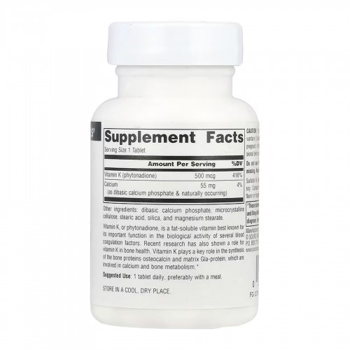 Vitamin K 500 mcg - 100 tabs 2023-10-6146 Source Naturals Vitamin K 500 mcg - 100 tabs 2023-10-6146 Source Naturals