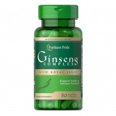 Натуральная добавка Puritan's Pride Ginseng Complex with Royal Jelly, 50 капсул Натуральная добавка Puritan's Pride Ginseng Complex with Royal Jelly, 50 капсул