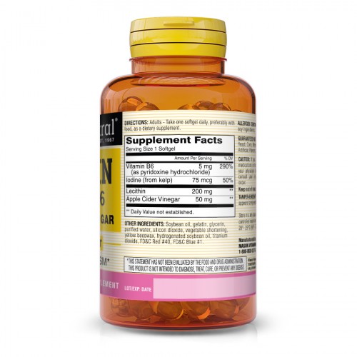 Mason Natural Lecithin 200 mg with Kelp/Vitamin B6 Plus Cider Vinegar, 100 капсул CN11278 Mason Natural Lecithin 200 mg with Kelp/Vitamin B6 Plus Cider Vinegar, 100 капсул CN11278