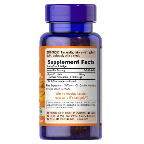 Натуральная добавка Puritan's Pride Lutein 40 mg with Zeaxanthin, 60 капсул CN6615 Натуральная добавка Puritan's Pride Lutein 40 mg with Zeaxanthin, 60 капсул CN6615