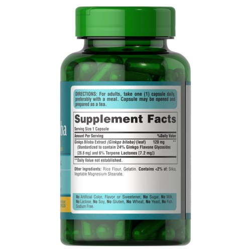Puritan's Pride Ginkgo Biloba 120 mg, 200 капсул CN10519 Puritan's Pride Ginkgo Biloba 120 mg, 200 капсул CN10519