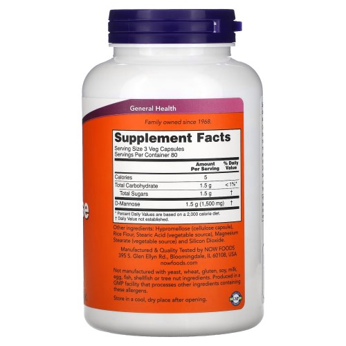 NOW D-Mannose 500 mg, 240 вегакапсул CN10539 NOW NOW D-Mannose 500 mg, 240 вегакапсул CN10539 NOW