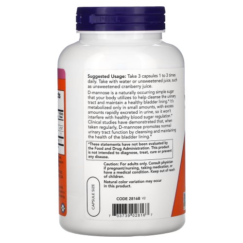 NOW D-Mannose 500 mg, 240 вегакапсул CN10539 NOW NOW D-Mannose 500 mg, 240 вегакапсул CN10539 NOW