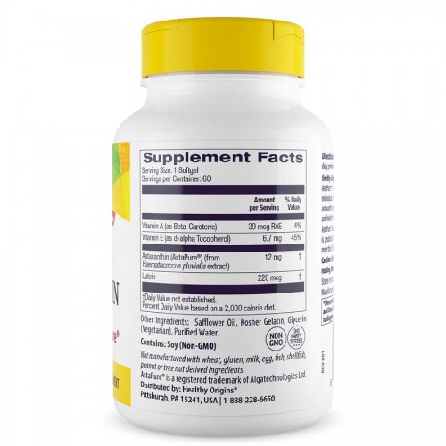 Натуральная добавка Healthy Origins Astaxanthin Triple Strength 12 mg, 60 капсул CN13725 Healthy Origins Натуральная добавка Healthy Origins Astaxanthin Triple Strength 12 mg, 60 капсул CN13725 Healthy Origins