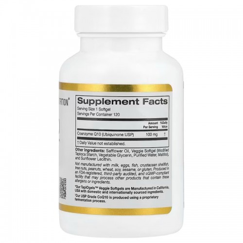 Натуральная добавка California Gold Nutrition CoQ10 100 mg, 120 вегакапсул CN17150 California Gold Nutrition Натуральная добавка California Gold Nutrition CoQ10 100 mg, 120 вегакапсул CN17150 California Gold Nutrition