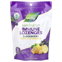 Натуральная добавка Nature's Way Sambucus Immune Lozenges, 24 леденца Лимон-мёд Натуральная добавка Nature's Way Sambucus Immune Lozenges, 24 леденца Лимон-мёд