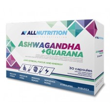 Предтренировочный комплекс AllNutrition Ashwagandha + Guarana, 30 капсул Предтренировочный комплекс AllNutrition Ashwagandha + Guarana, 30 капсул