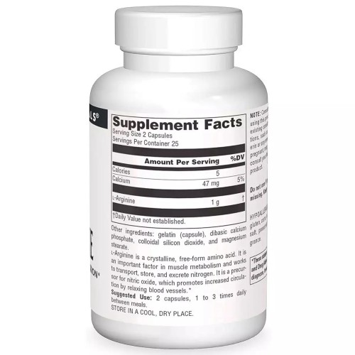Source Naturals L-Arginine 500 mg, 50 капсул CN12069 Source Naturals Source Naturals L-Arginine 500 mg, 50 капсул CN12069 Source Naturals
