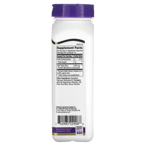 21st Century Red Yeast Rice 600 mg, 150 вегакапсул CN16947 21st Century 21st Century Red Yeast Rice 600 mg, 150 вегакапсул CN16947 21st Century